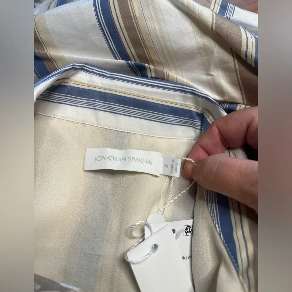 NWT Jonathan Simkhai- Marge Stripe Heavy Cotton Midi Dress. Size 4 - Picture 5 of 12